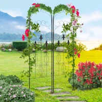 Outsunny Metal Trellis Set of 2, Garden Trellis for Climbing Plants Support Frames, Scrolls Design(m-2)