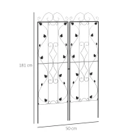 Metal Trellis Set of 2, Garden Trellis for Climbing Plants Support Frames, Leaf Design(m-3)