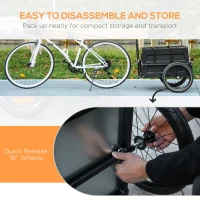 HOMCOM Steel Trailer for Bike, Bicycle Cargo Trailer with 65L Foldable Storage Box and Safe Reflectors, Max Load 40KG, Black(m-7)
