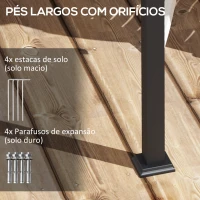 Outsunny Pérgola de Parede 4x3 m Pérgola de Jardim com Teto Retrátil de Poliéster e Estrutura de Aço Creme e Cinza Escuro(m-6)