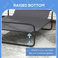 PawHut Raised Pet Bed with Slope Headrest, Washable Breathable Mesh, Foot Pads, for Medium Dogs, 106 x 81 x 33cm(m-7)