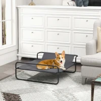 PawHut Raised Pet Bed with Slope Headrest, Washable Breathable Mesh, Foot Pads, for Small, Medium Dogs, 91 x 69 x 29cm(m-10)