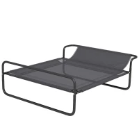 PawHut Raised Pet Bed with Slope Headrest, Washable Breathable Mesh, Foot Pads, for Medium Dogs, 106 x 81 x 33cm(m-11)