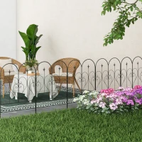 Outsunny Set of Five Decorative Heart Metal Fence Panels - Black(m-2)