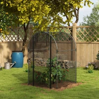 Outsunny Galvanised Steel Fruit Cage, Plant Protection Tent with Zipped Door, 1.2 x 1.2 x 1.9m, Black(m-10)