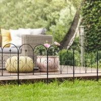 Outsunny Set of Five Decorative Heart Metal Fence Panels - Black(m-10)