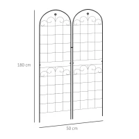 Outsunny Metal Trellis Set of 2, Garden Trellis for Climbing Plants Support Frames, Floral Design(m-3)
