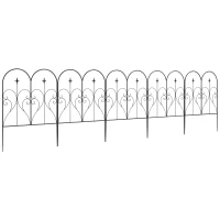 Outsunny Set of Five Decorative Heart Metal Fence Panels - Black(m-11)