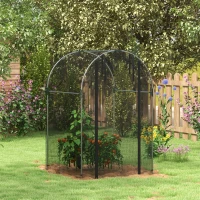 Outsunny Galvanised Steel Fruit Cage, Plant Protection Tent with Zipped Door, 1.2 x 1.2 x 1.9m, Black(m-2)