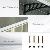 Outsunny Copertina de Exterior din Policarbonat pentru Usi si Ferestre cu Kit de Montare 100x100x26cm - Maro(m-5)