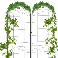Outsunny Metal Trellis Set of 2, Garden Trellis for Climbing Plants Support Frames, Floral Design(m-7)