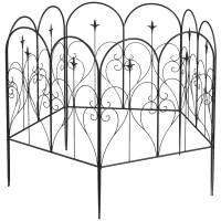Outsunny Set of Five Decorative Heart Metal Fence Panels - Black(m-1)