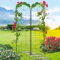 Outsunny Metal Trellis Set of 2, Garden Trellis for Climbing Plants Support Frames, Grid Design(m-2)