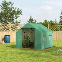 Outsunny Polyethylene Walk-in Polytunnel Greenhouse, 2 x 3(m), Green(m-10)