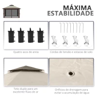 Outsunny Tenda Dobrável Pop-UP 3,92x3,92x2,83 m com Altura Ajustável Proteção UV50+ Rede Mosquiteira e Bolsa de Transporte Bege e Marrom(m-7)
