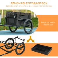 HOMCOM 65L Steel Frame Bike Trailer Storage Box - Black(m-4)
