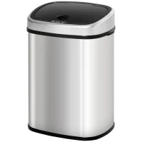 HOMCOM Cos Gunoi Inox – 58 L, Cu Senzor pentru Deschidere Automata(m-1)
