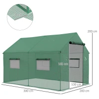Outsunny Polyethylene Walk-in Polytunnel Greenhouse, 2 x 3(m), Green(m-3)
