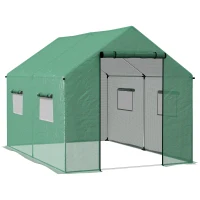 Outsunny Polyethylene Walk-in Polytunnel Greenhouse, 2 x 3(m), Green(m-11)