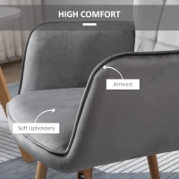 HOMCOM Modern Accent Chair Velvet-Touch Tufted Wingback Armchair Upholstered Leisure Lounge Sofa Club Chair with Wood Legs, Set of 2, Grey(m-4)