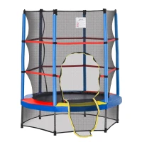 HOMCOM Trampolino Elastico per Bambini da 3 Anni Ø140cm con Rete di Protezione e Corde Bungee, Blu(m-10)