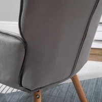 HOMCOM Modern Accent Chair Velvet-Touch Tufted Wingback Armchair Upholstered Leisure Lounge Sofa Club Chair with Wood Legs, Set of 2, Grey(m-8)