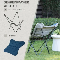 Outsunny Campingstoel, opvouwbaar, lichtgewicht, stalen frame, antislip voeten, blauw, 88 x 74 x 84 cm(m-4)