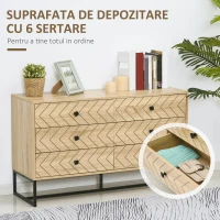 HOMCOM Comodă design stil industrial din Natual Wood și metal negru(m-4)