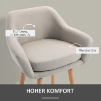 HOMCOM 4er-Set Barhocker, inkl. Fußstütze, Massivholz, 55 cm x 48c m x 100 cm,  Beige + Natur(m-5)