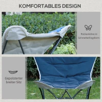Outsunny Campingstoel, opvouwbaar, lichtgewicht, stalen frame, antislip voeten, blauw, 88 x 74 x 84 cm(m-6)