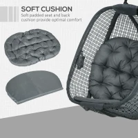 Outsunny Outdoor Swing Chair with Thick Padded Cushion, Patio Hanging Chair with Metal Stand, Egg Chair with Foldable Basket, Cup Holder, for Indoor and Outdoor, Dark Grey(m-6)