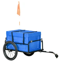 HOMCOM 65L Steel Frame Bike Trailer Storage Box - Blue(m-1)