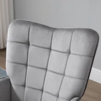 HOMCOM Modern Accent Chair Velvet-Touch Tufted Wingback Armchair Upholstered Leisure Lounge Sofa Club Chair with Wood Legs, Set of 2, Grey(m-6)