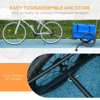 HOMCOM 65L Steel Frame Bike Trailer Storage Box - Blue(m-6)