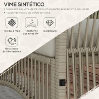 Outsunny Conjunto de Móveis de Jardim de Vime de 4 Peças Móveis de Varanda com 1 Sofá 2 Poltronas e Mesa de Centro Cáqui(m-5)