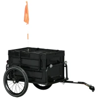 HOMCOM 65L Steel Frame Bike Trailer Storage Box - Black(m-1)