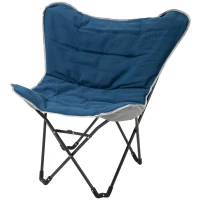 Outsunny Campingstoel, opvouwbaar, lichtgewicht, stalen frame, antislip voeten, blauw, 88 x 74 x 84 cm(m-1)