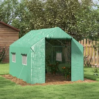 Outsunny Polyethylene Walk-in Polytunnel Greenhouse, 2 x 3(m), Green(m-2)