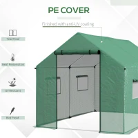 Outsunny Polyethylene Walk-in Polytunnel Greenhouse, 2 x 3(m), Green(m-4)