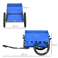 HOMCOM 65L Steel Frame Bike Trailer Storage Box - Blue(m-3)