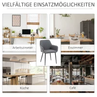 HOMCOM 6-Delige Set Eetkamerstoelen in Scandinavische Stijl met Linnen Bekleding - Donkergrijs(m-6)