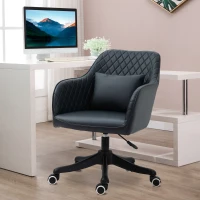 Vinsetto Scaun de Birou cu 2 Puncte de Vibrații, Pernă, Brațe și Înălțime Reglabilă, 57x70x78-86 cm, Negru(m-11)