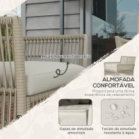Outsunny Conjunto de Móveis de Jardim de Vime de 4 Peças Móveis de Varanda com 1 Sofá 2 Poltronas e Mesa de Centro Cáqui(m-4)