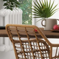 HOMCOM 4-Set Stühle im Boho-Stil, Küchenstühle, PE-Rattan, 56 x 60 x 79 cm, Natur + Schwarz(m-8)