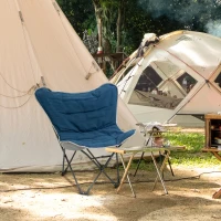 Outsunny Campingstoel, opvouwbaar, lichtgewicht, stalen frame, antislip voeten, blauw, 88 x 74 x 84 cm(m-2)