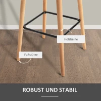 HOMCOM 4er-Set Barhocker, inkl. Fußstütze, Massivholz, 55 cm x 48c m x 100 cm,  Beige + Natur(m-6)