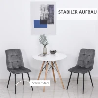 HOMCOM 6er-Set Esszimmerstuhl Polsterstuhl Küchenstuhl mit Samt-Optik Esstisch Samt Metall Grau+Schwarz 45 x 63 x 90 cm(m-4)