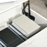 HOMCOM Modern Lifting Coffee Table with Hidden Compartment, Storage Coffee Table for Living Room, Faux Marble White(m-9)