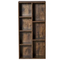 HOMCOM Estante para Livros Estante de Madeira com 7 Compartimentos de Armazenamento 50x24x106 cm Marrom Rústico(m-11)