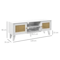HOMCOM Móvel de TV para Televisores de até 55 Polegadas com 2 Portas de Vime e Prateleira Ajustável 20x35x46 cm Branco(m-3)
